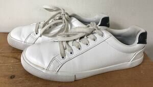 Nautica Steam Womens White Leather Lace Up Casual Preppy Sneakers Shoes 6.5 37
